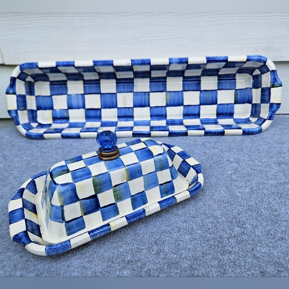 MacKenzie-Childs Other - Mackenzie Childs Royal Check Bread & Butter Hostess Set